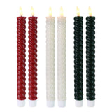 Festive Magic Spiral LED Taper Candles - Pack of 2, Assorted Colours
