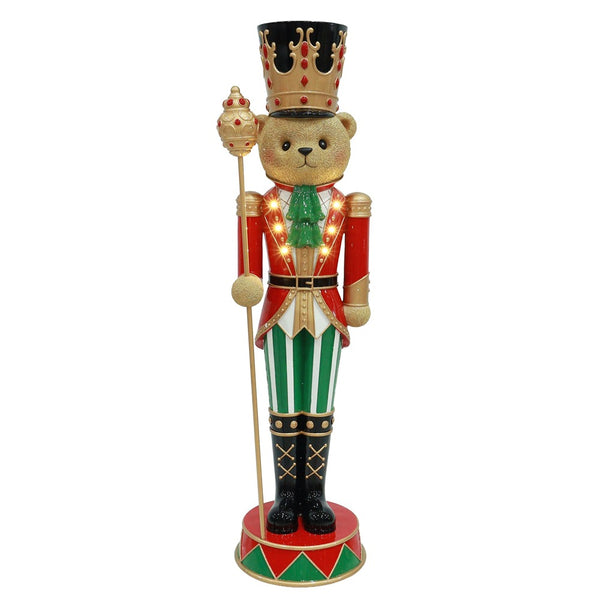 Festive Magic Light Up Teddy Bear Nutcracker Ornament - 93cm, Warm White