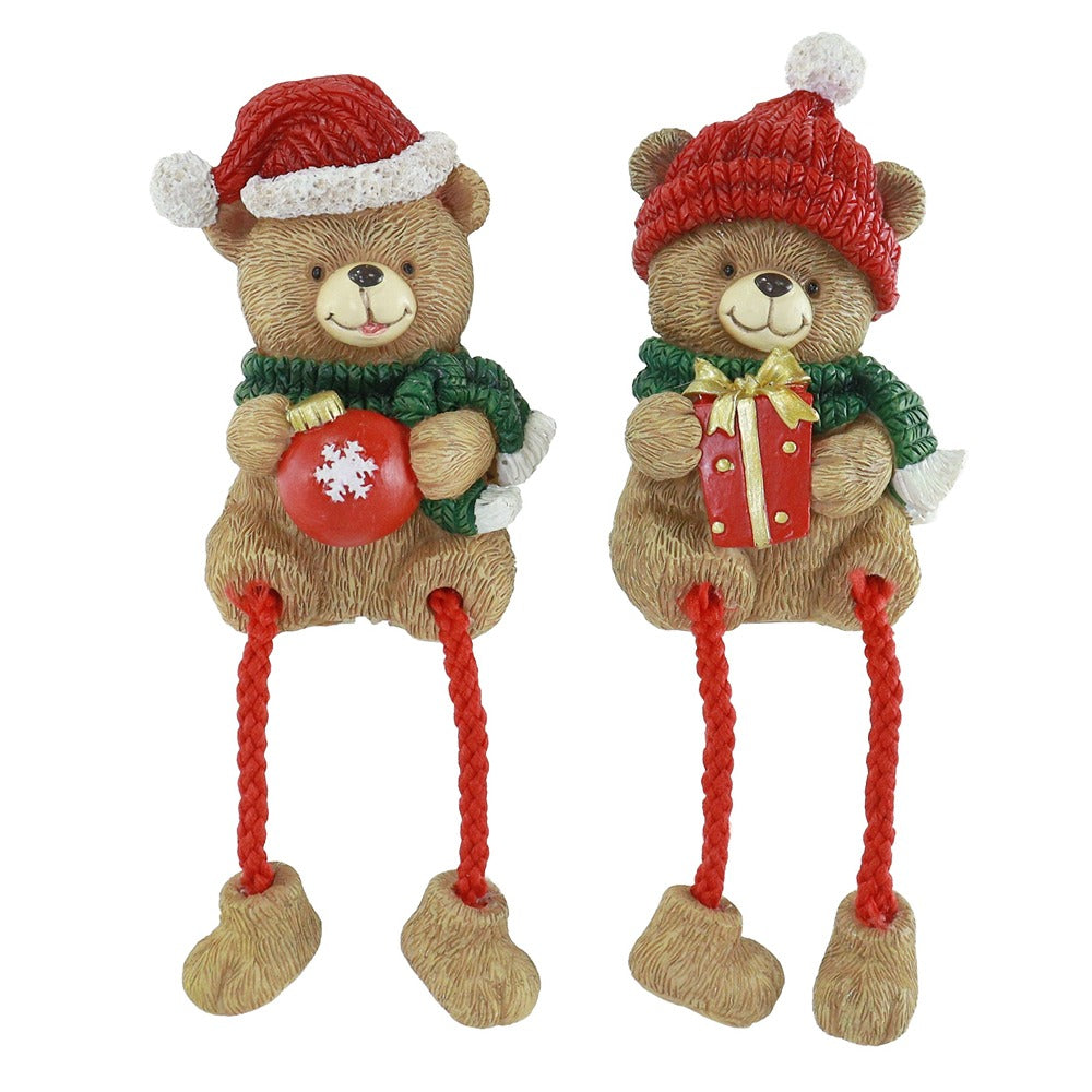 Festive Magic Sitting Resin Bear Christmas Decoration - Assorted Designs
