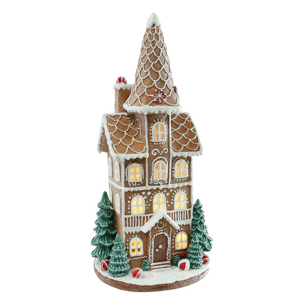 Festive Magic LED Iced Gingerbread Tall House Decoration - Warm Glow