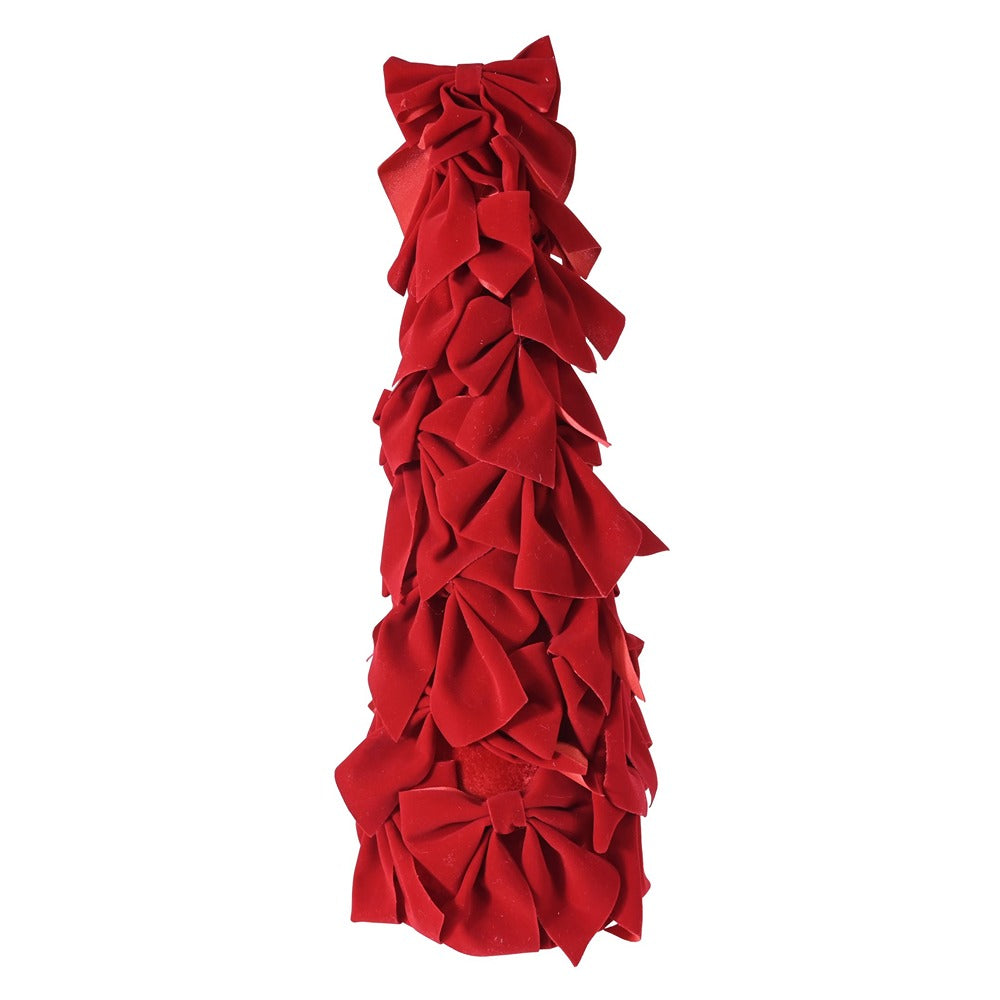 Festive Magic Red Flocked Bow Christmas Tree - 50cm, Freestanding