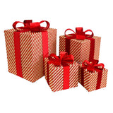 Festive Magic Red and Gold Tinsel Present Decorations - 4 Pieces, Assorted Sizes
