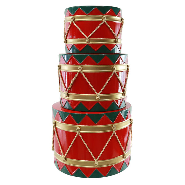 Festive Magic Metal Christmas Drum Storage Boxes - Set of 3, Nesting Sizes