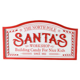Festive Magic Santa's Workshop Wall Plaque - Large, Red and White