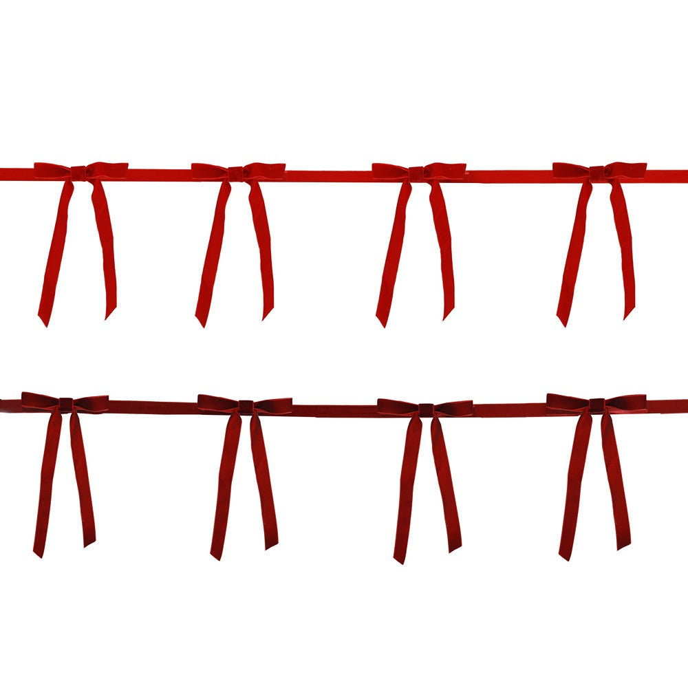 Festive Magic Velvet Ribbon Bow Christmas Garland - 2.4m, Assorted Designs