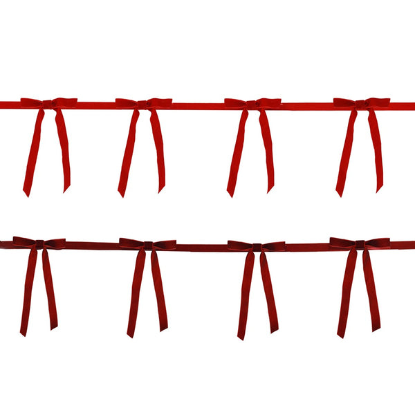 Festive Magic Velvet Ribbon Bow Christmas Garland - 2.4m, Assorted Designs