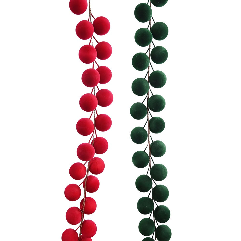 Festive Magic Flocked Berry Christmas Garland - 90cm, Assorted Colours