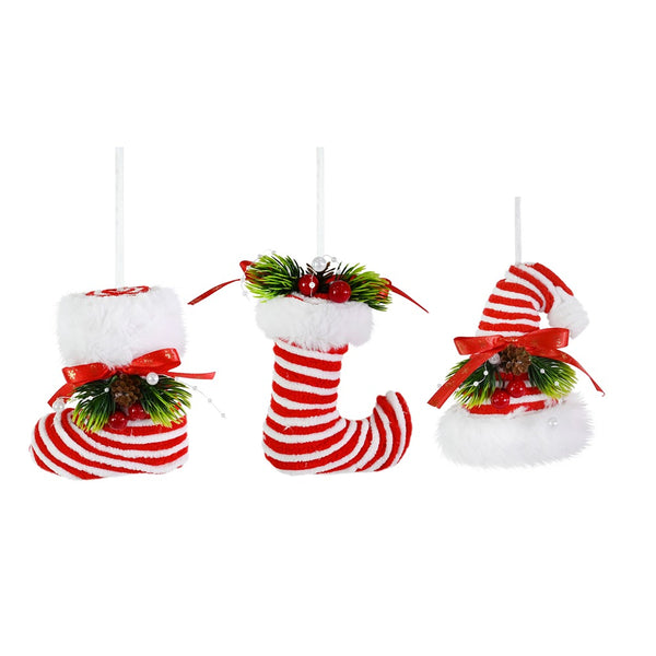 Festive Magic Plush Candy Cane Christmas Decoration - 13cm, Assorted Designs