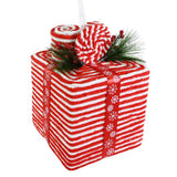Festive Magic Candy Cane Present Christmas Tree Decoration - 16cm, Red and White