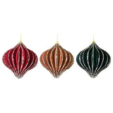 Festive Magic Flocked Lantern Christmas Bauble - 12cm, Assorted Colours
