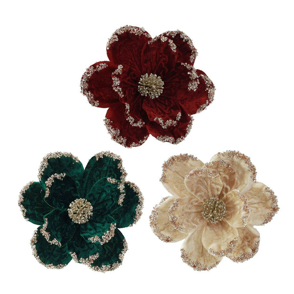 Festive Magic Magnolia Christmas Clip - Assorted Colours, Gilded Edges