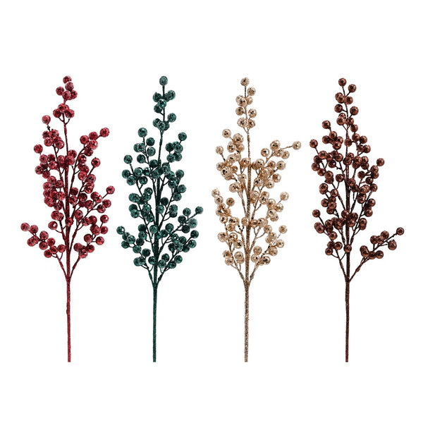 Festive Magic Icy Forest Glitter Christmas Berry Pick - 70cm, Assorted Colours