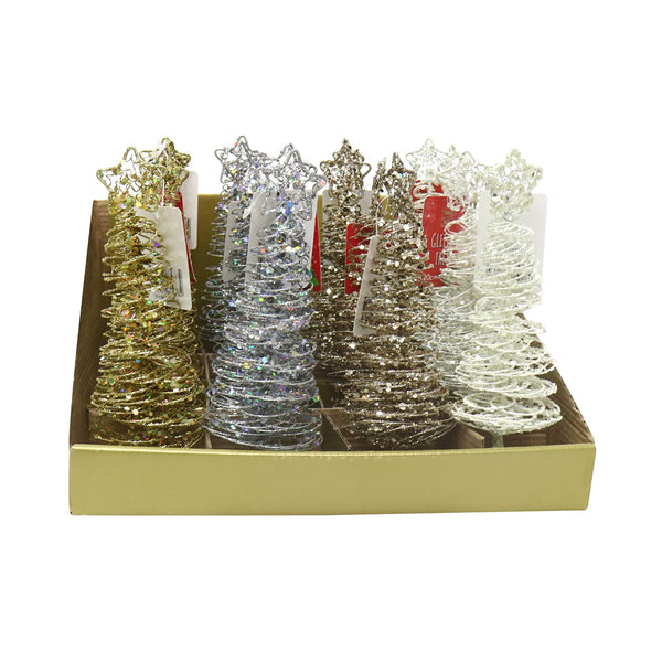 Glitter Spiral Tree | 20cm, Wire with Metal Base, Assorted Colours