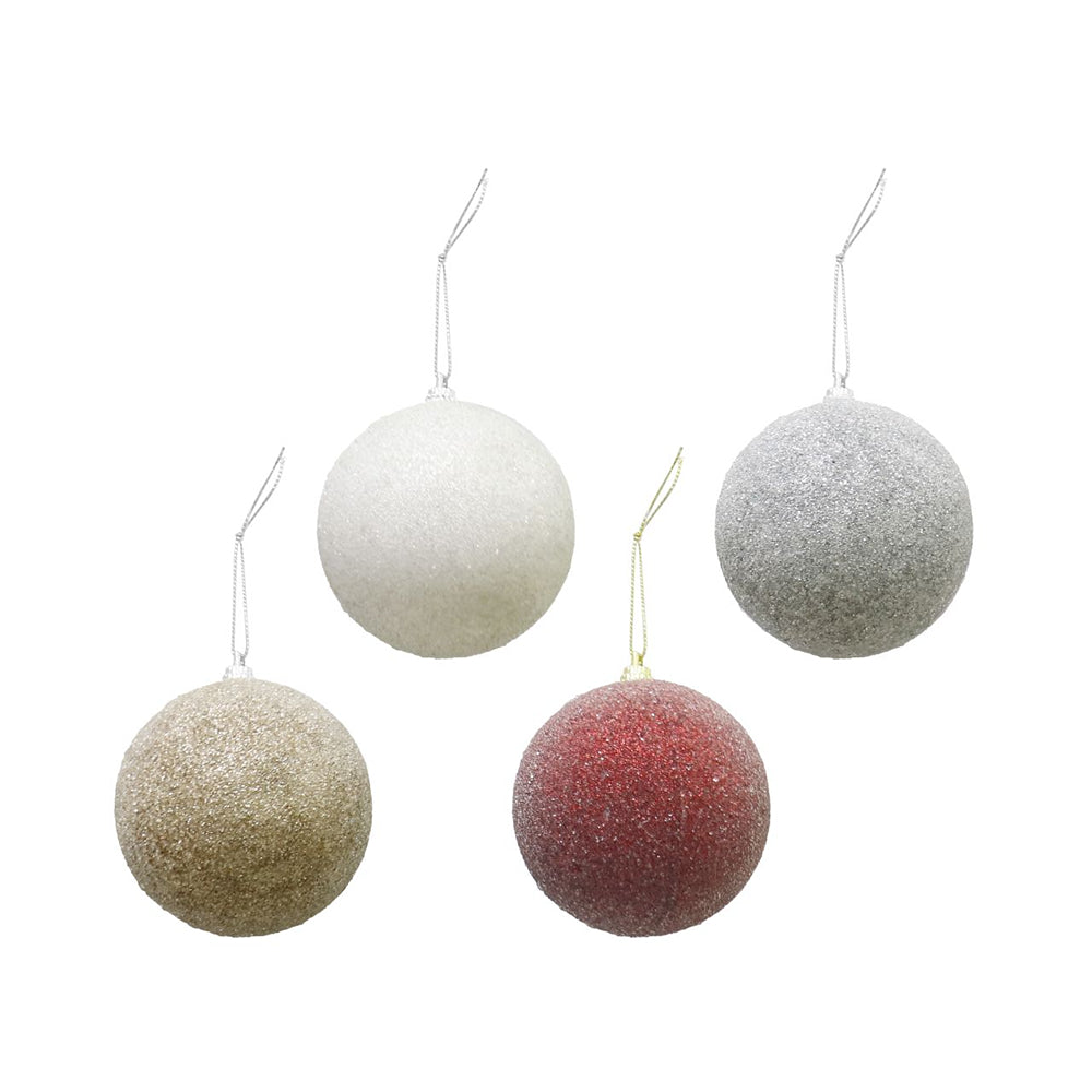 festive magic assorted icy bauble - 8cm