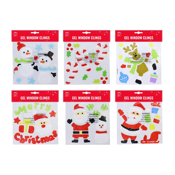 Window Gel Clings Christmas Decorations | 20 x 23cm, Assorted Designs