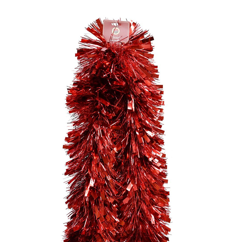 Tinsel 2m Chunky Mixed Cut Red | 20cm Width, Fine and Wide Cuts