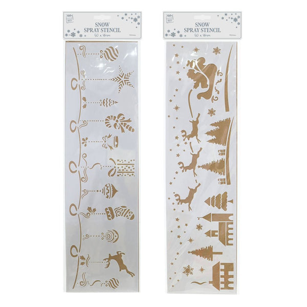Snow Spray Sleigh Scene Stencil | 14 x 50cm, PVC, Assorted Designs