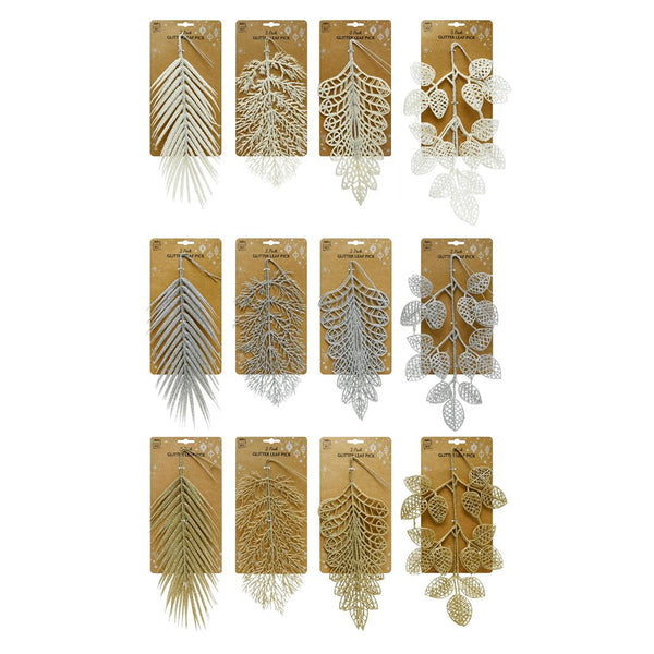 Glitter Leaf Pick | 2pk, 45cm, Assorted Colours