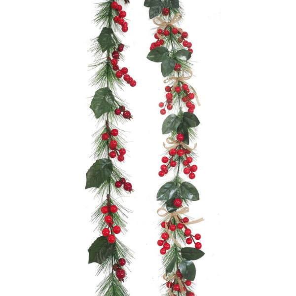 Festive Magic Pine, Berry and Holly Christmas Garland - 180cm, Assorted Designs