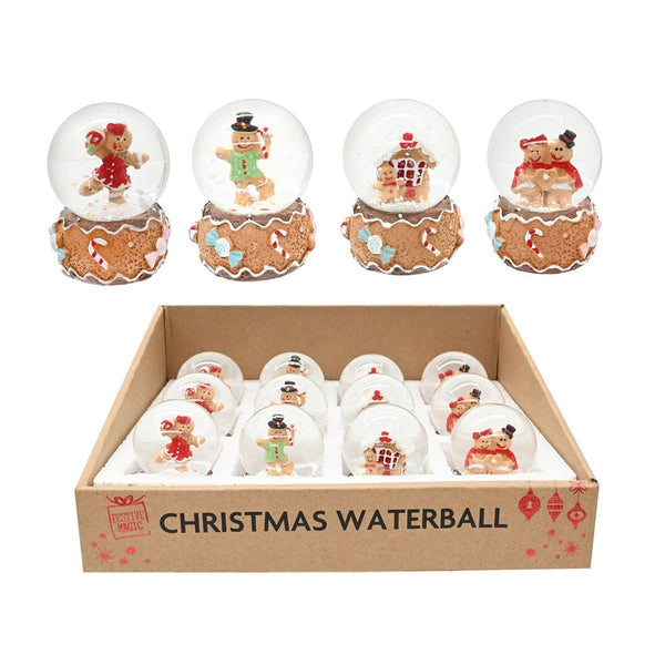 Festive Magic Gingerbread Christmas Waterball Ornament - 45mm, Assorted Designs