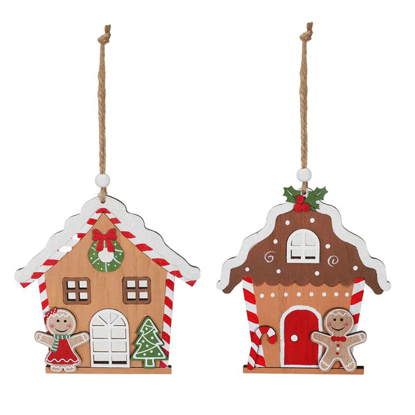 Gingerbread House Hanging Decoration | Assorted Designs, Glittery Roof