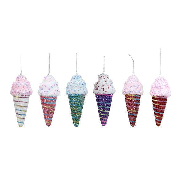 Hanging Ice Cream Rainbow Cone Decoration | 15cm, Assorted Colours