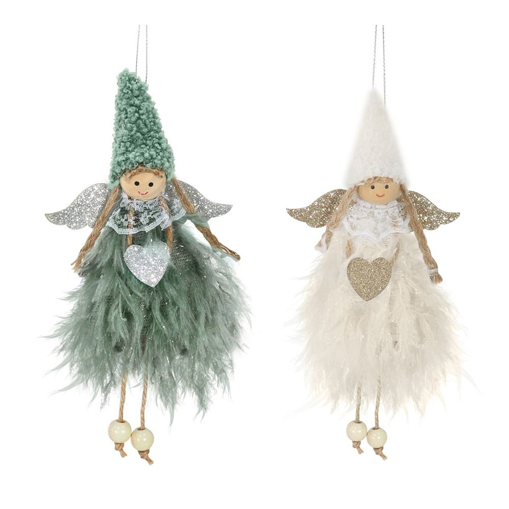 Festive Magic Hanging Fleecy Hat Angel Christmas Decoration - Assorted Designs