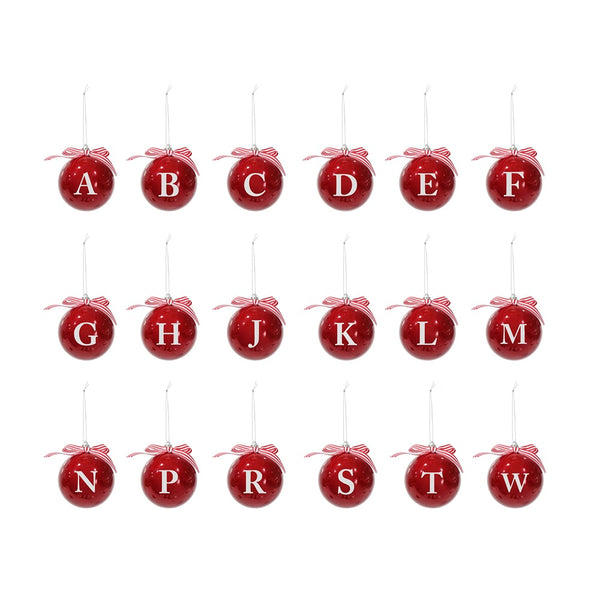 Festive Magic Glossy Red Initial Christmas Bauble - 8cm, Assorted Letters