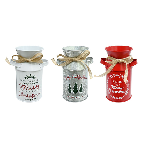 Vintage Milk Can Christmas Decorations | 18.5cm, Assorted Designs