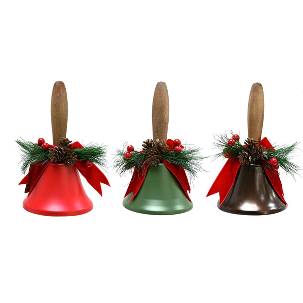 Santa Bell Vintage Christmas Decoration | Matte Metal, Assorted Colours