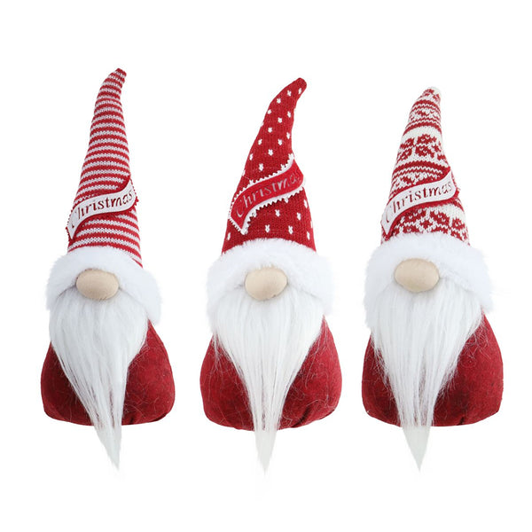 Christmas Gnome with Knitted Hat | 33cm, Red Felt Body, Assorted Designs