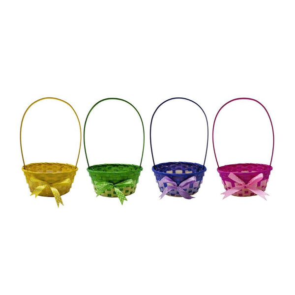 Easter Basket Large Round Handle & Ribbon Asst