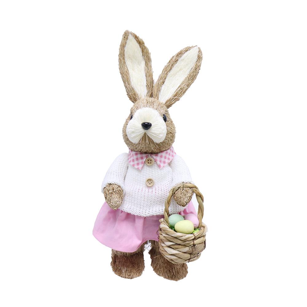 UBL Straw Bunny with Basket | Assorted | 34cm