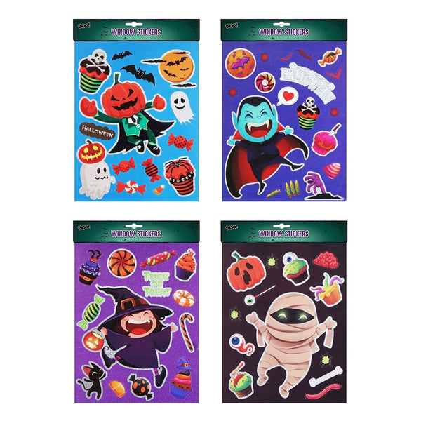 Wicked Fun Halloween Window Stickers - Assorted Glitter Designs