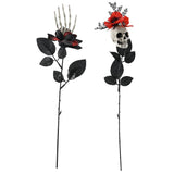 Artificial Gothic Rose with Skeleton Floral Decoration - 33cm, Assorted Designs