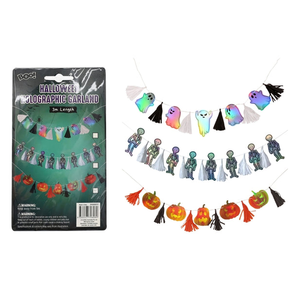 Halloween Holographic Garland | 3m Length, Assorted Designs