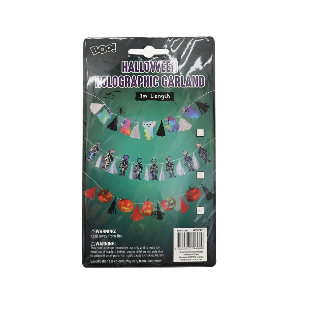 Halloween Holographic Garland | 3m Length, Assorted Designs