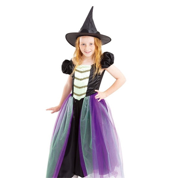 Kids Starry Witch Halloween Costume | Black with Gold Stars