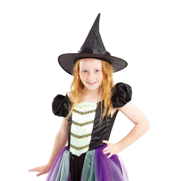 Kids Starry Witch Halloween Costume | Black with Gold Stars