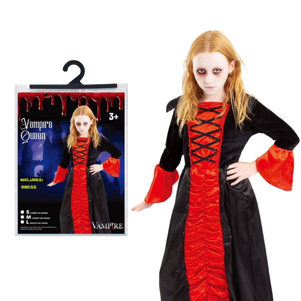 Kids Halloween Vampire Queen Costume | Gothic Dress with Cape