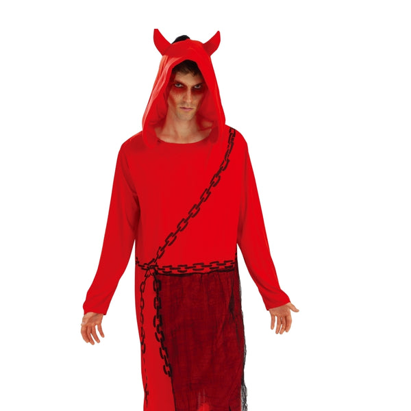 Adult Red Devil Halloween Costume with Hood | Hooded Design