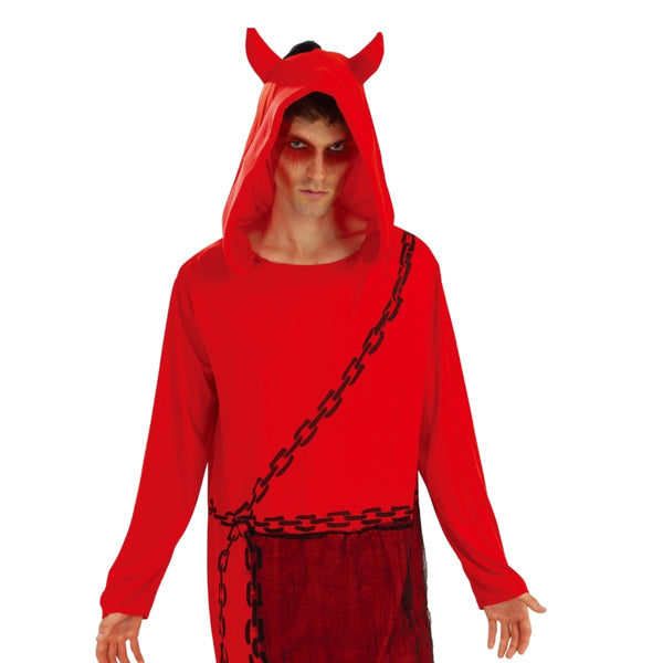 Adult Red Devil Halloween Costume with Hood | Hooded Design