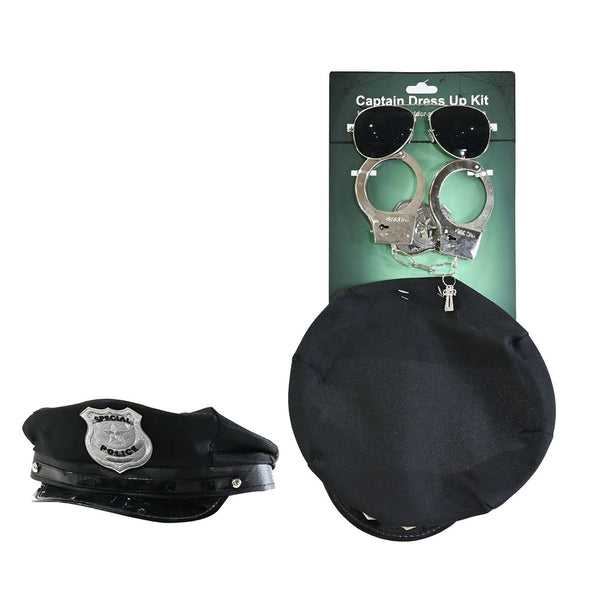 Police Fancy Dress Accessory Set - Assorted Hats, Handcuffs and Sunglasses