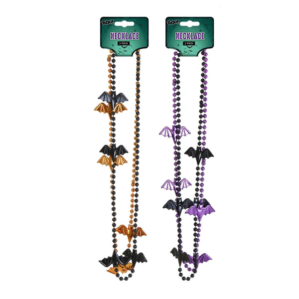 Halloween Bat Necklaces | Pack of 2, 39cm Length, Bat 5.5 x 3cm