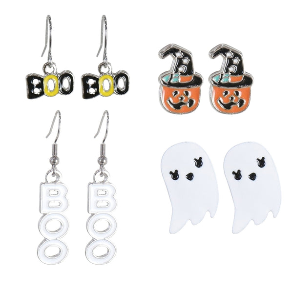 Halloween Stud Earrings Pack of 4 Assorted | 1 x 1 x 1cm