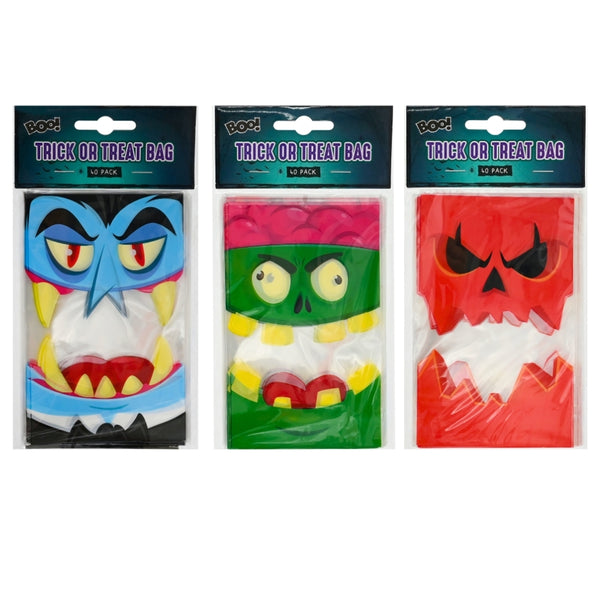 Halloween Trick or Treat Bags | 15cm, Pack of 40, Assorted Designs