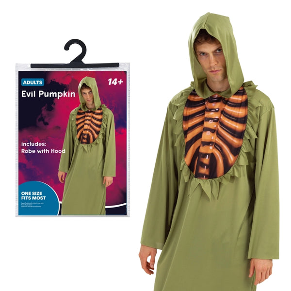 Adult Evil Pumpkin Halloween Costume | Orange Jack-O'-Lantern Design