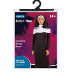 Adult Killer Nun Halloween Costume | Black and White Habit with Veil