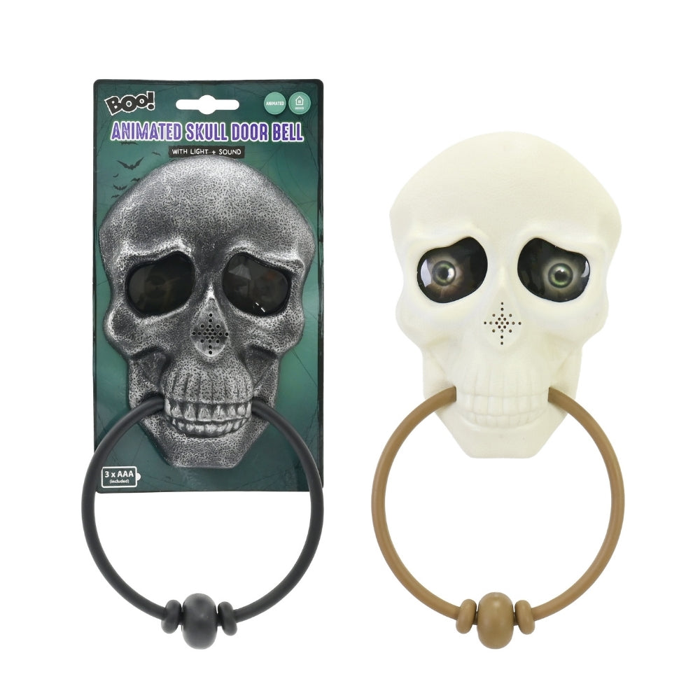 Halloween Animated Skull Doorbell | Battery Operated, 18.5cm, Assorted