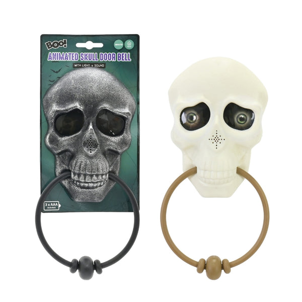 Halloween Animated Skull Doorbell | Battery Operated, 18.5cm, Assorted